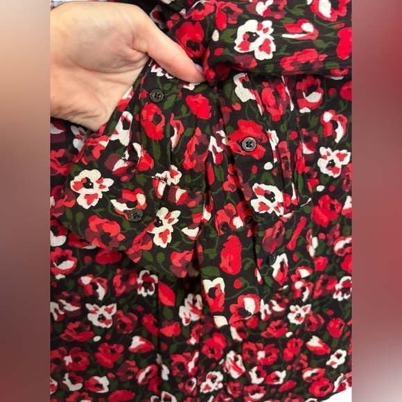 Ralph Lauren Cotton Red Floral Button Up Long Sleeve Top Size Small - Picture 5 of 9